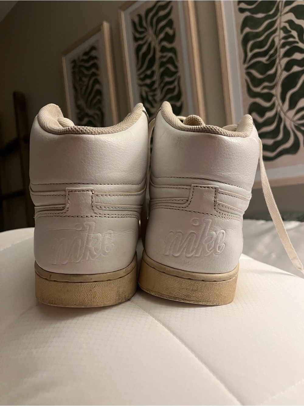 Vintage Nike White and Cream High-Top Sneakers - Picture 3 of 3